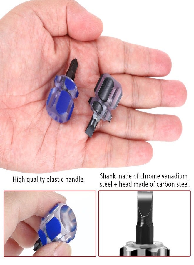 TARINI 4Pcs Small Screwdriver Set, Stubby Mini Screwdriver Set - Flat & Phillips Head Precision Repair Tools, Black Blue Anti-Slip Handle for Sewing Machines Small Appliances Crafts - Image 5